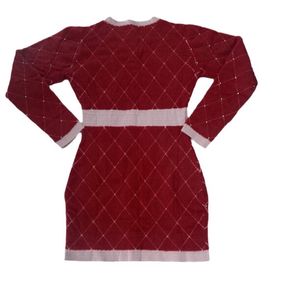 NWT Women's Long Sleeve Front Pocket Coloblock Studs Detailed Bodycon Mini Dress - Picture 7 of 8